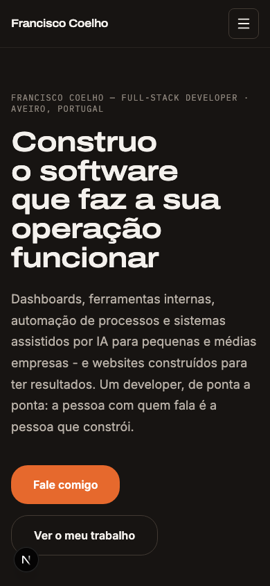 Vista mobile do site